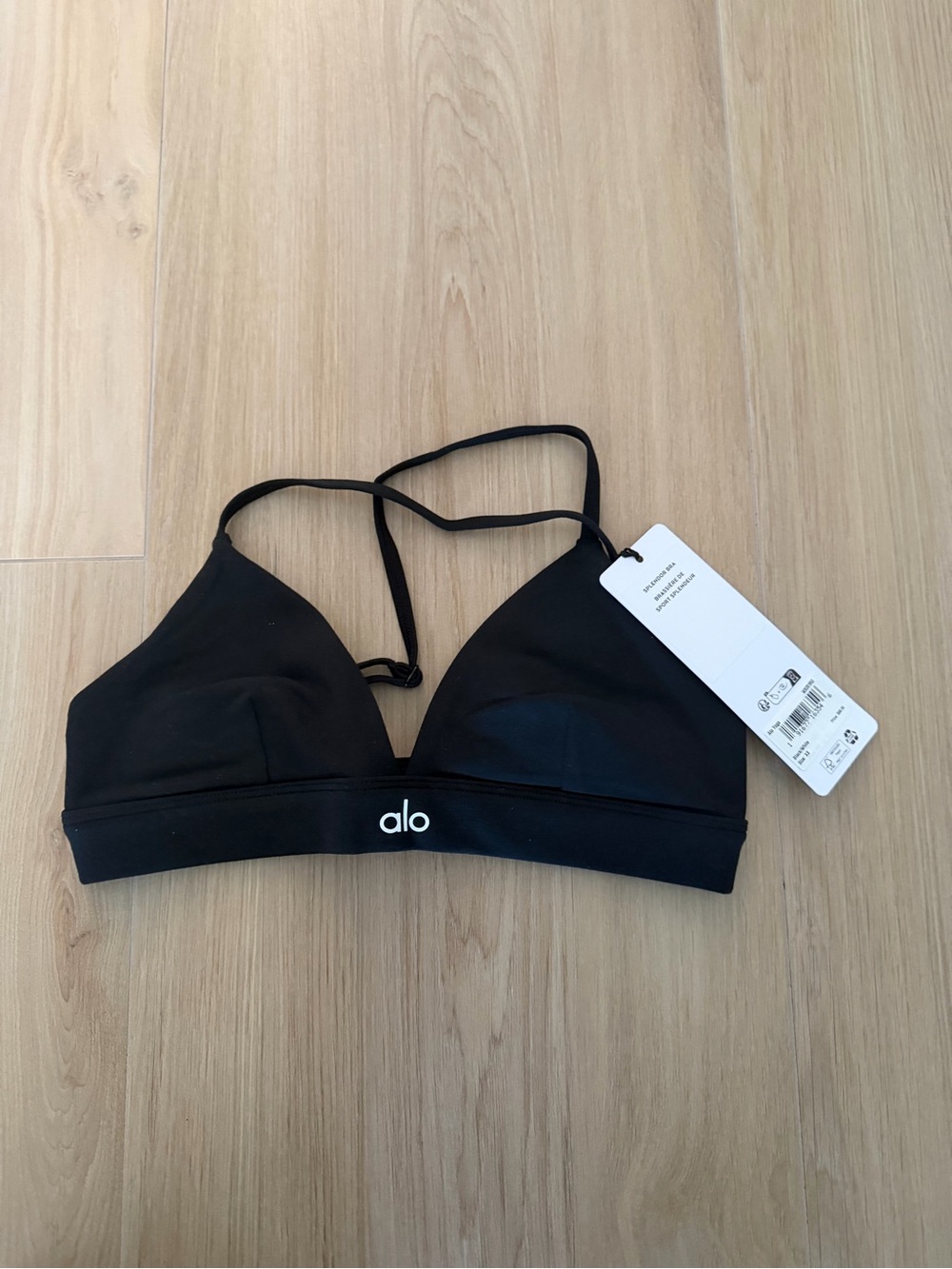 Alo Women’s Black Bralette - Lightweight Support Splendor Bra